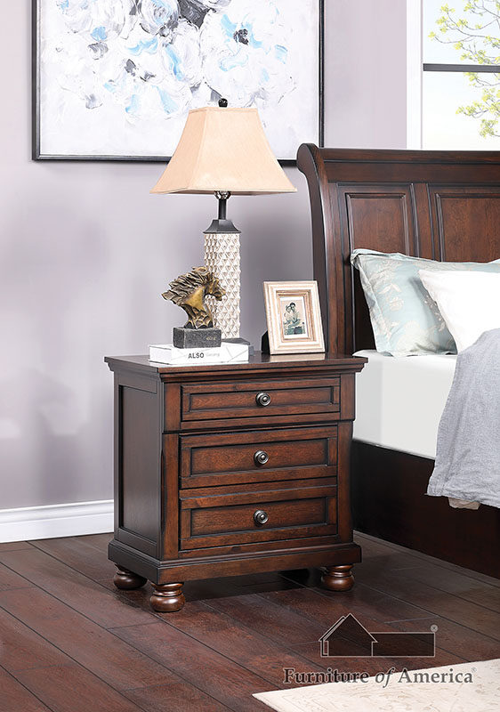Dark cherry wood finish nightstand in country style by Furniture of America