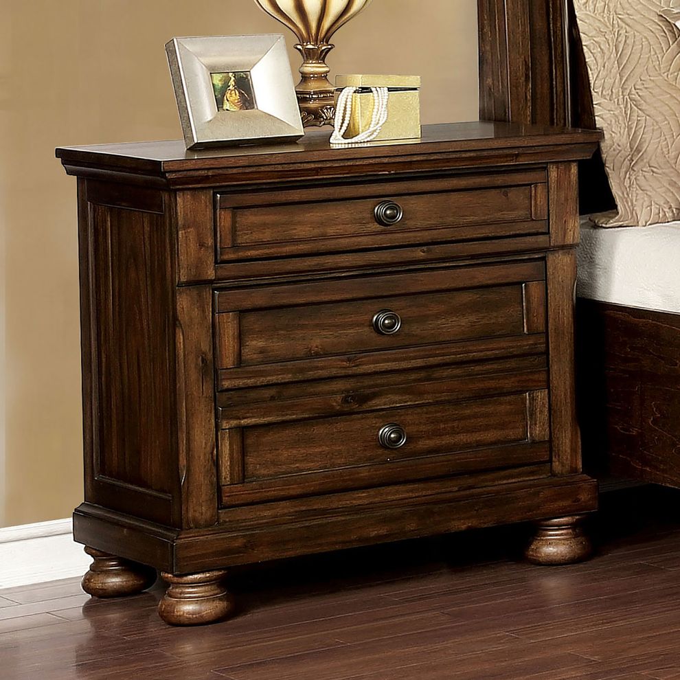 Acacia walnut/oak wood finish nightstand by Furniture of America