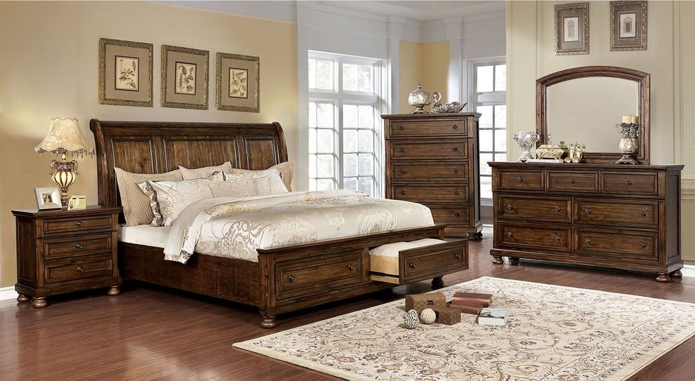 Acacia walnut/oak wood finish bed in country style by Furniture of America