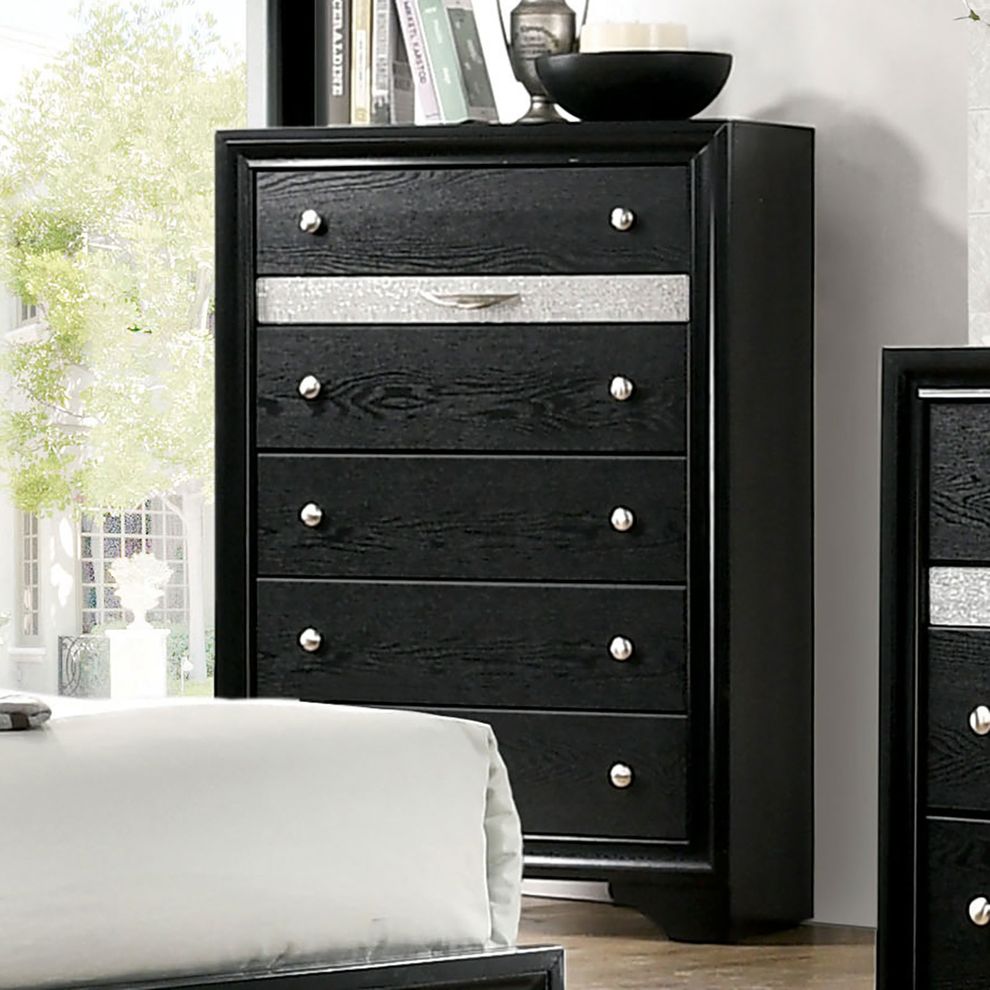 Contemporary black / silver accents chest by Furniture of America