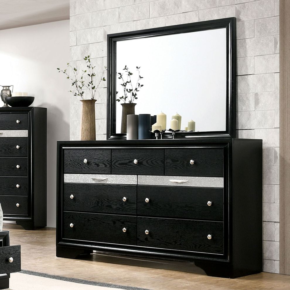 Contemporary black / silver accents dresser by Furniture of America