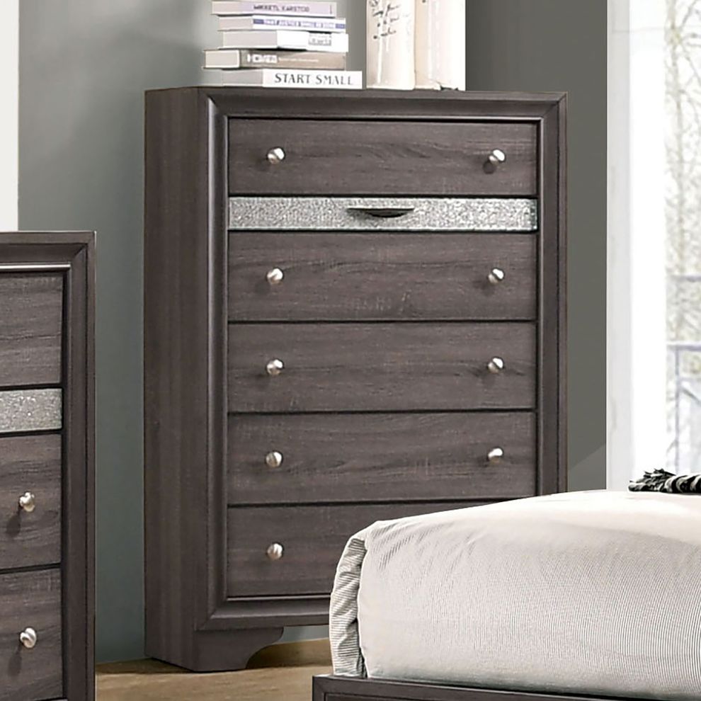 Contemporary gray / silver accents chest by Furniture of America