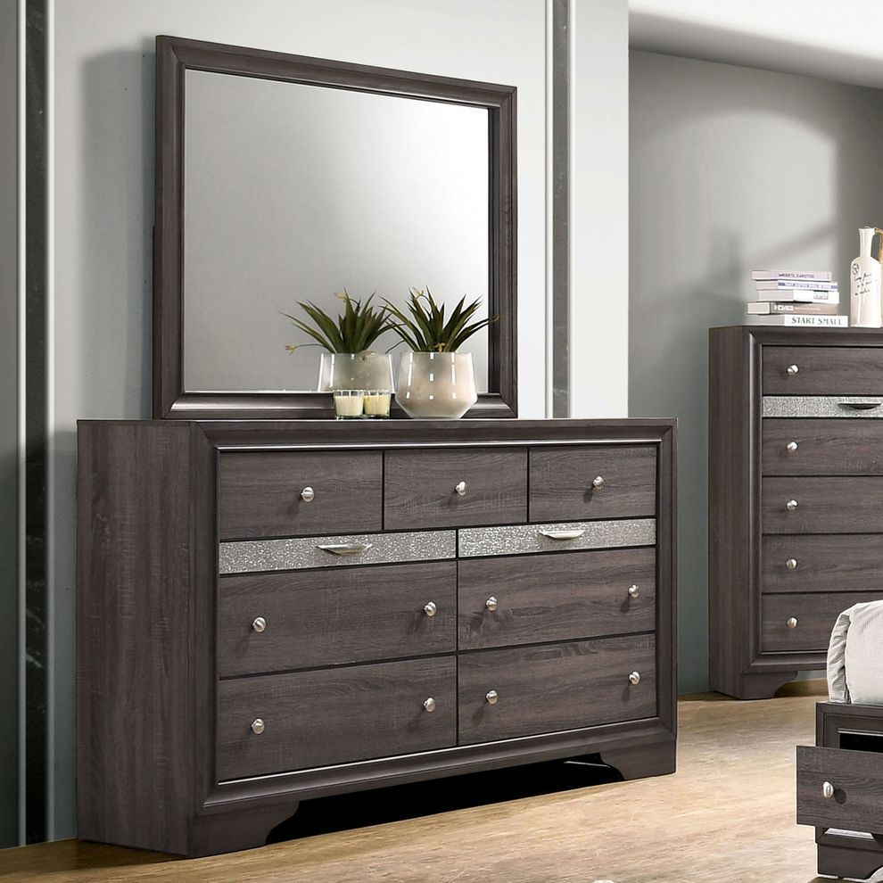 Contemporary gray / silver accents dresser by Furniture of America