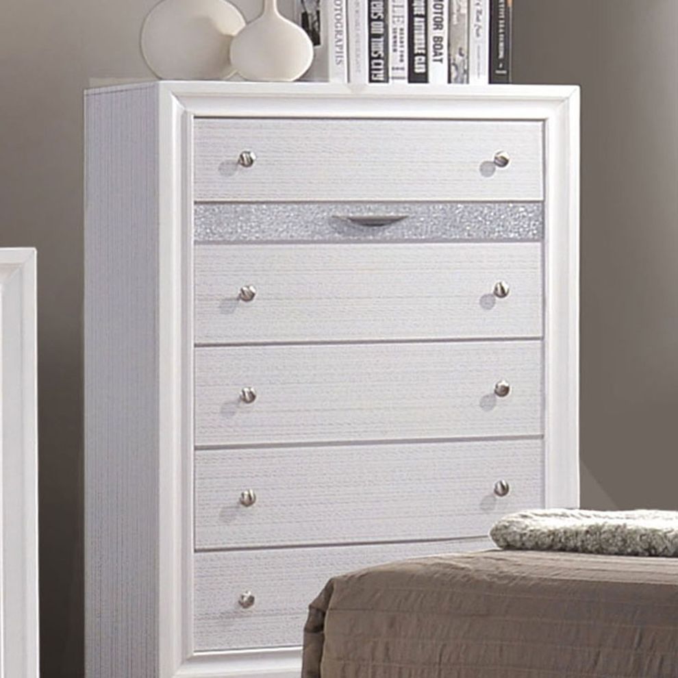 Contemporary white / silver accents chest by Furniture of America