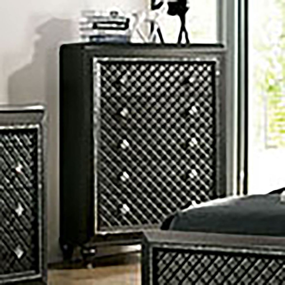 Metallic gray diamond glam style chest by Furniture of America