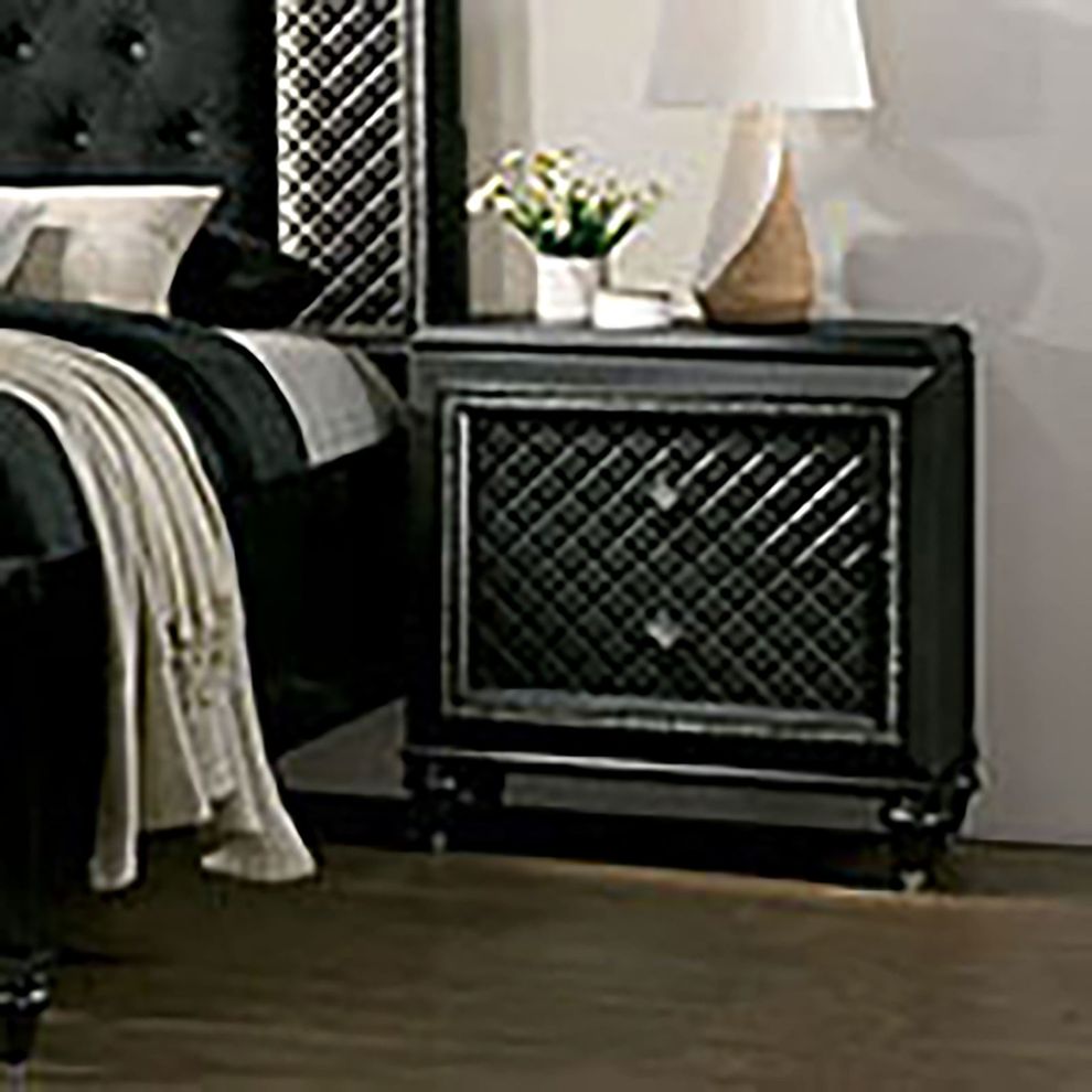 Metallic gray diamond glam style nightstand by Furniture of America