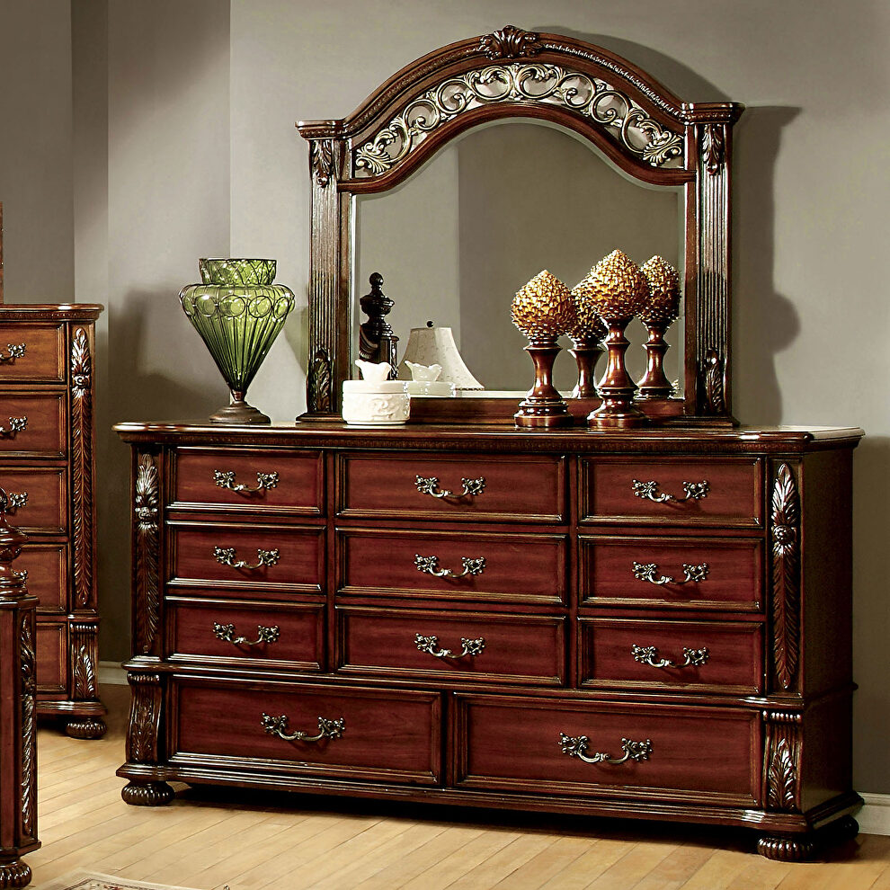 Rich wood grand design accented dresser by Furniture of America