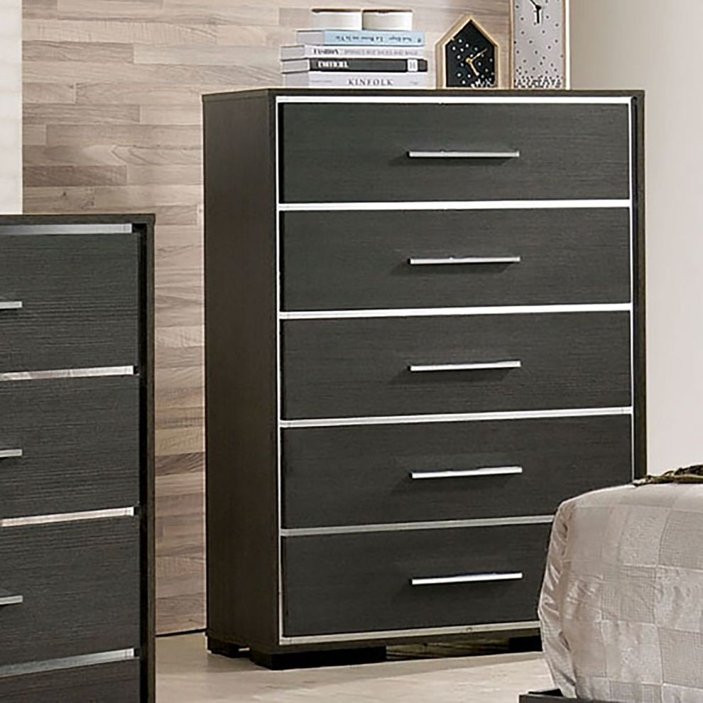 Warm gray contemporary chest by Furniture of America