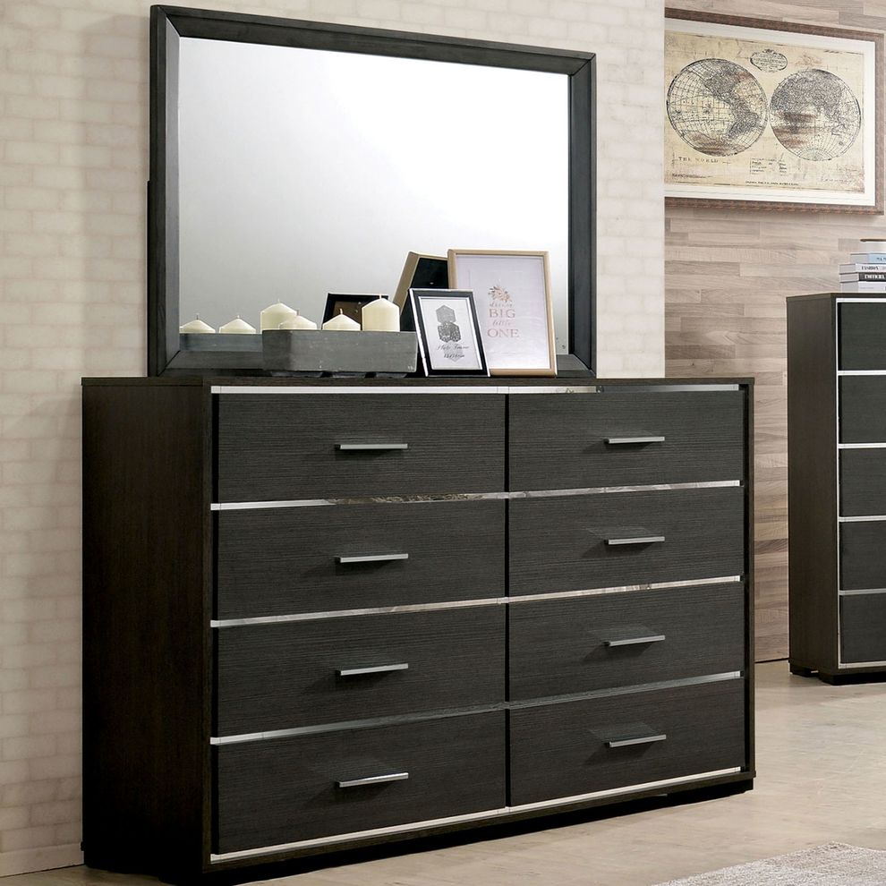 Warm gray contemporary dresser by Furniture of America