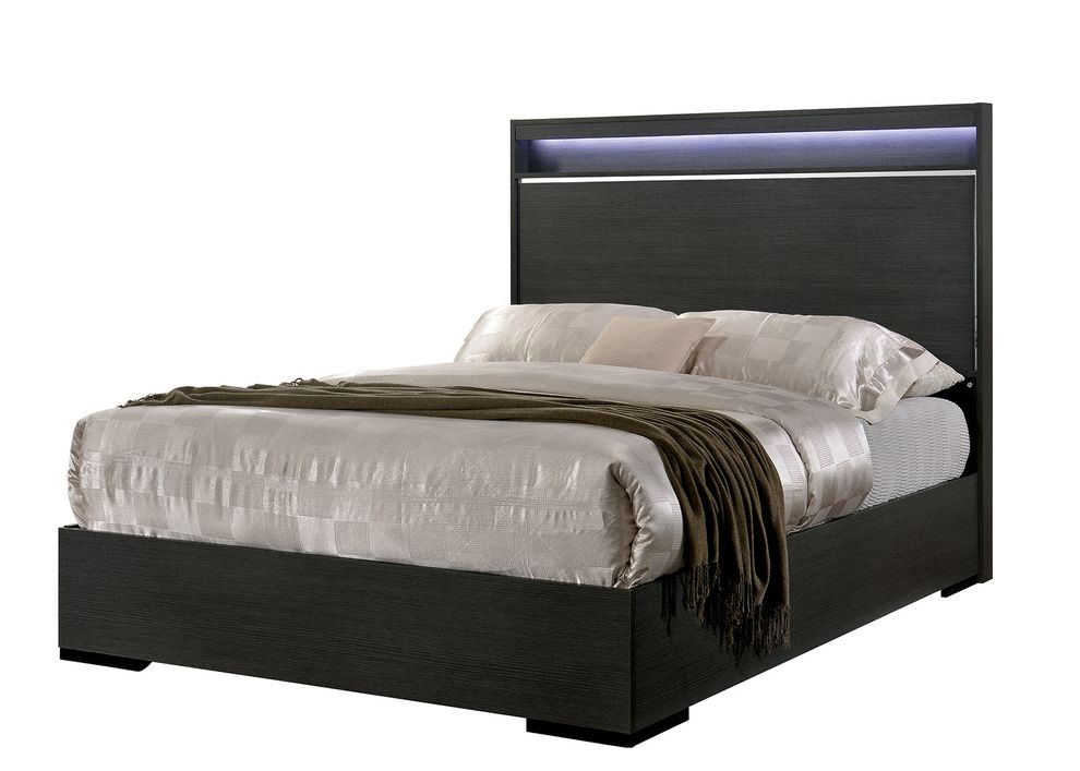 Warm gray contemporary king bed by Furniture of America