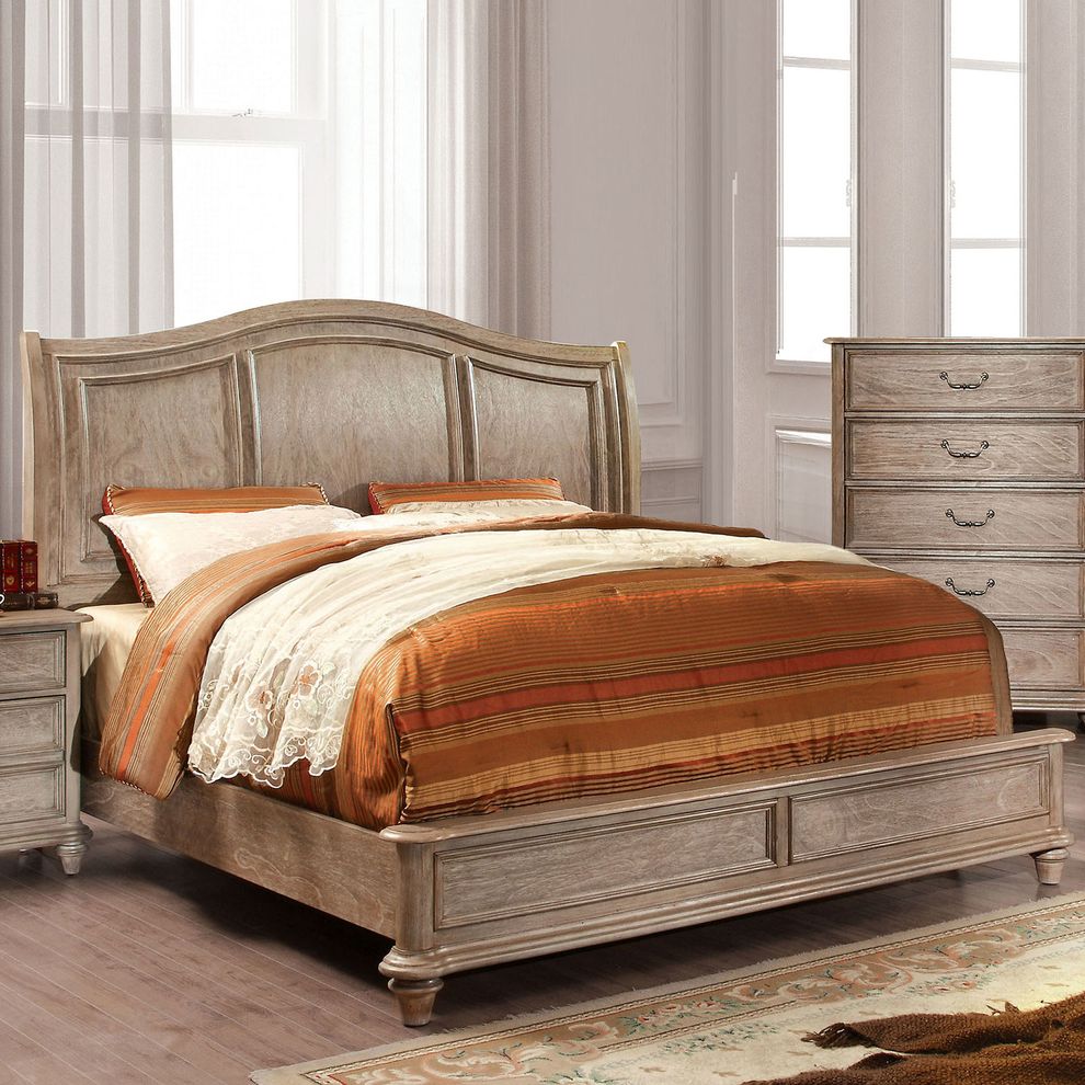 Transitional rustic natural tone king bed by Furniture of America