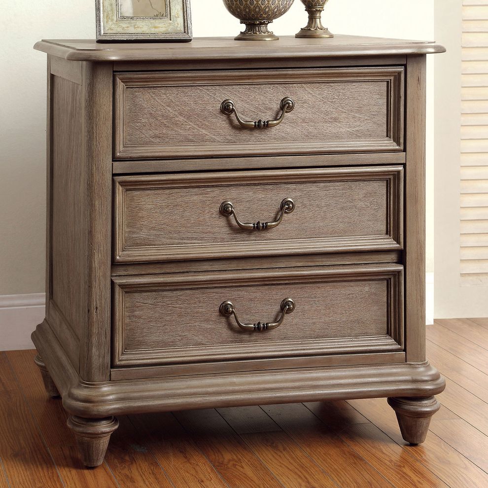 Transitional rustic natural tone nightstand by Furniture of America