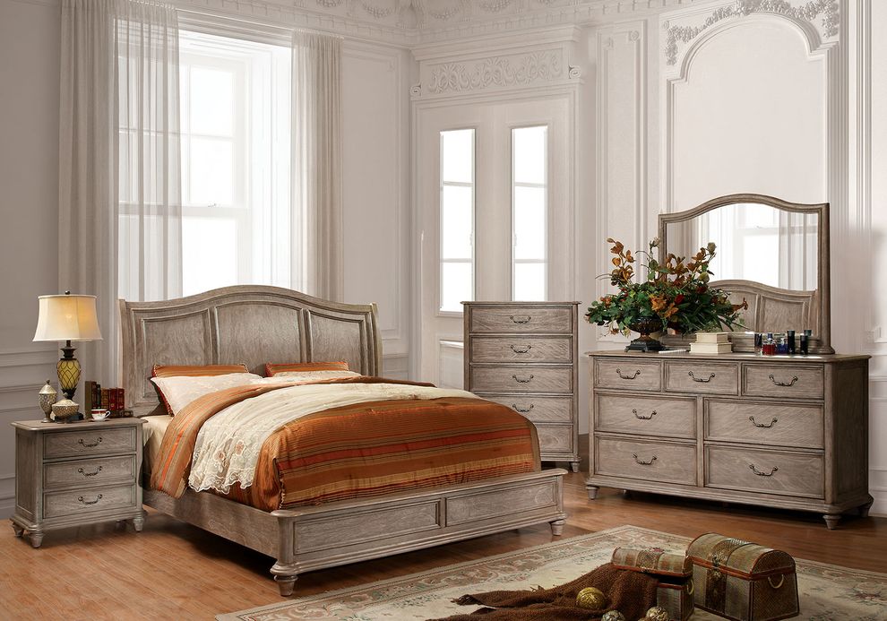 Transitional rustic natural tone queen bed by Furniture of America