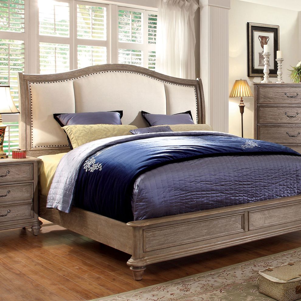 Transitional rustic natural tone king size bed by Furniture of America