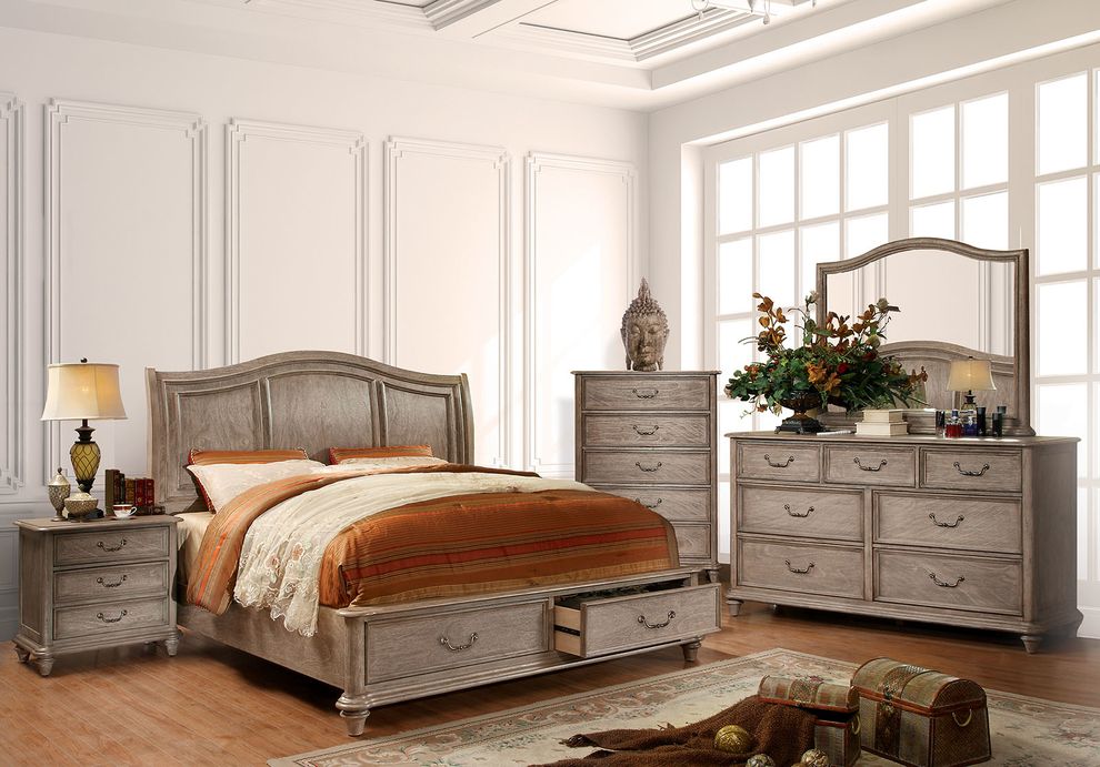 Transitional rustic natural tone queen bed w/ storage by Furniture of America