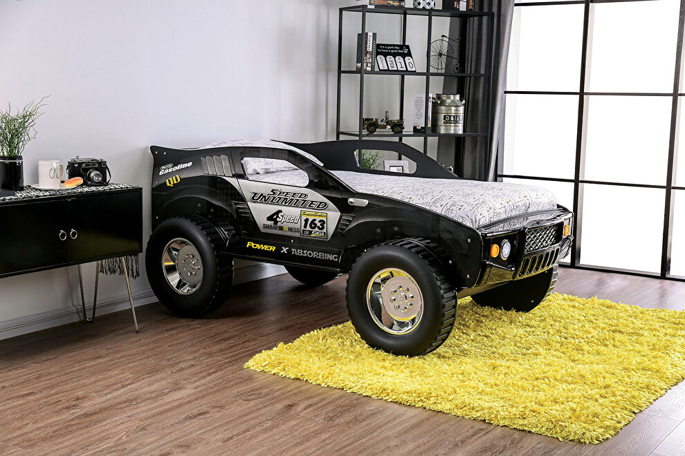 Black finish off-road car design youth bed by Furniture of America