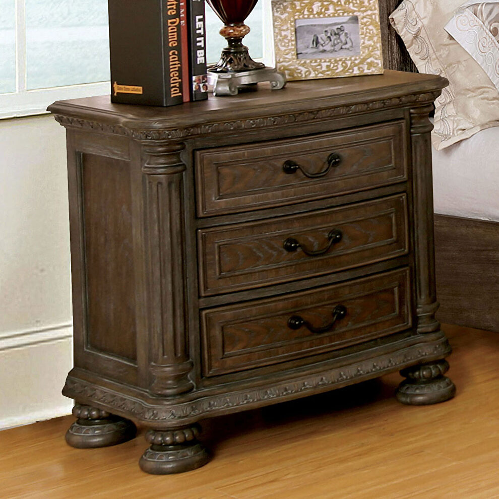 Rustic natural tone solid wood traditional nightstand by Furniture of America