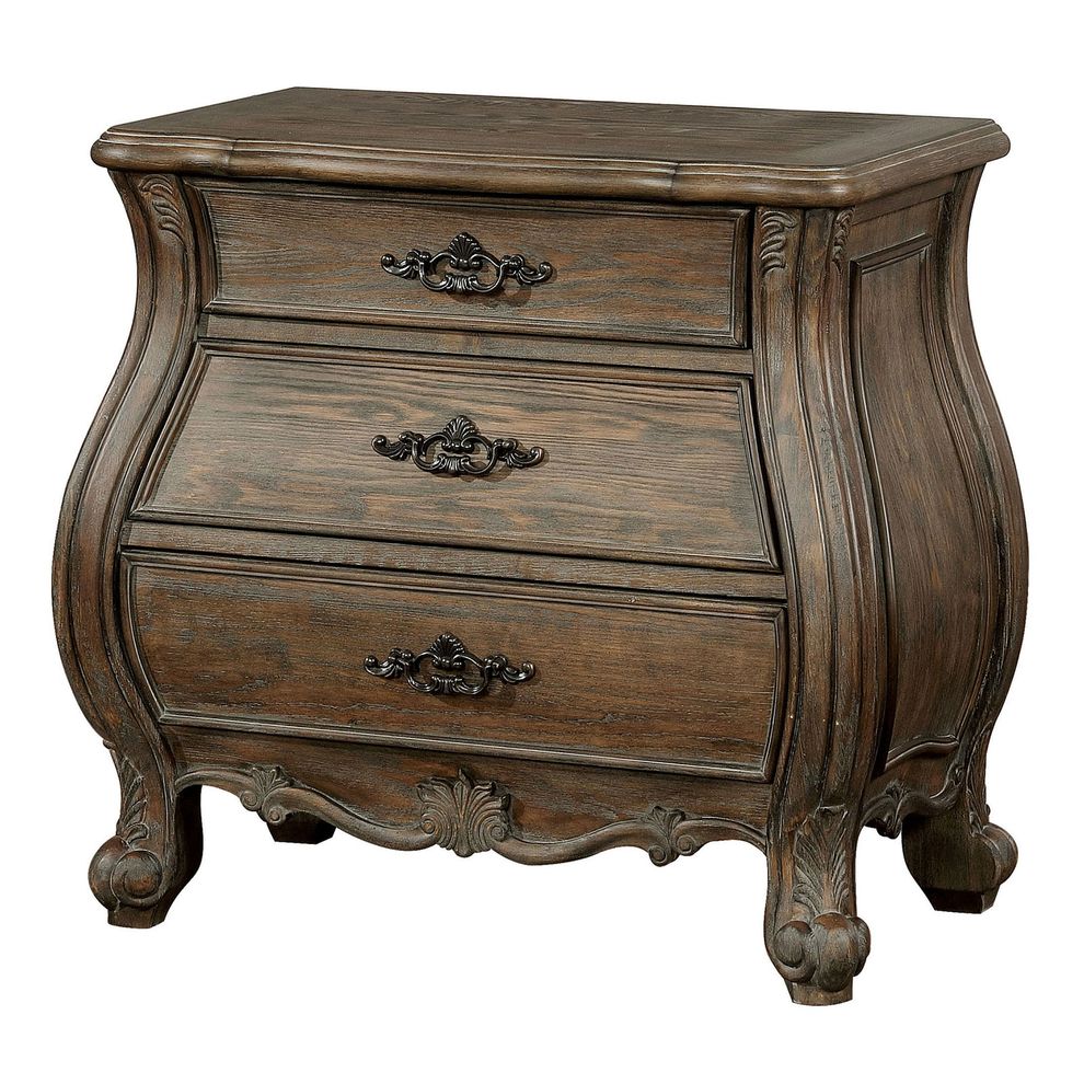 Traditionally styled nightstand w/ wood carvings by Furniture of America