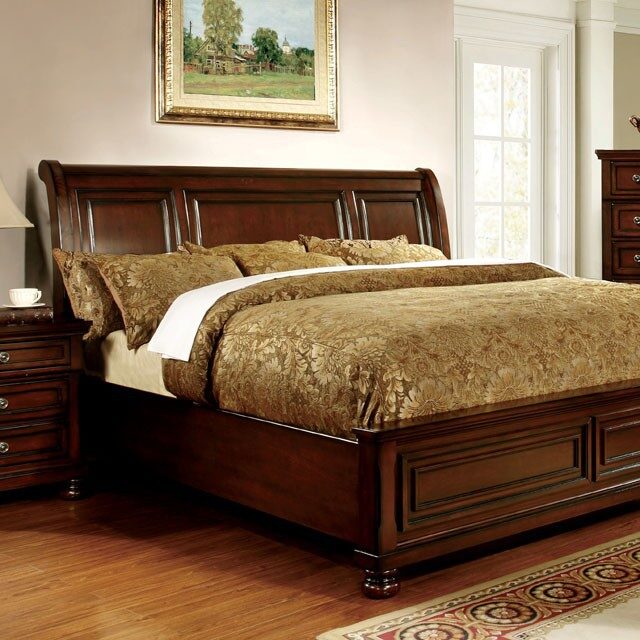 Dark cherry finish traditional style king bed by Furniture of America