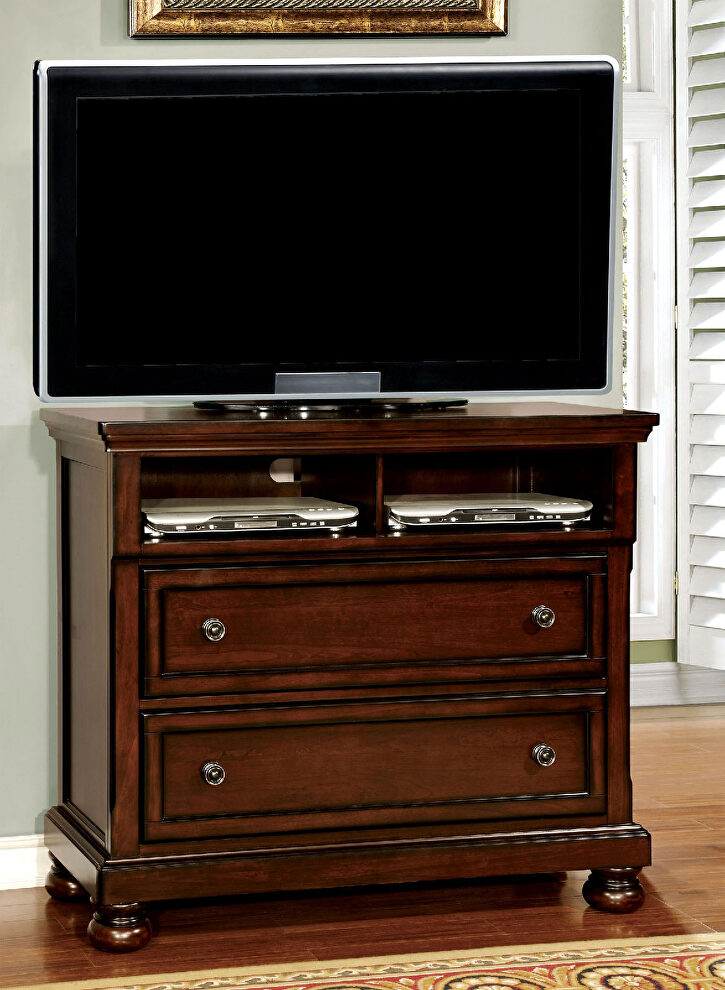 Dark cherry finish traditional style media chest by Furniture of America