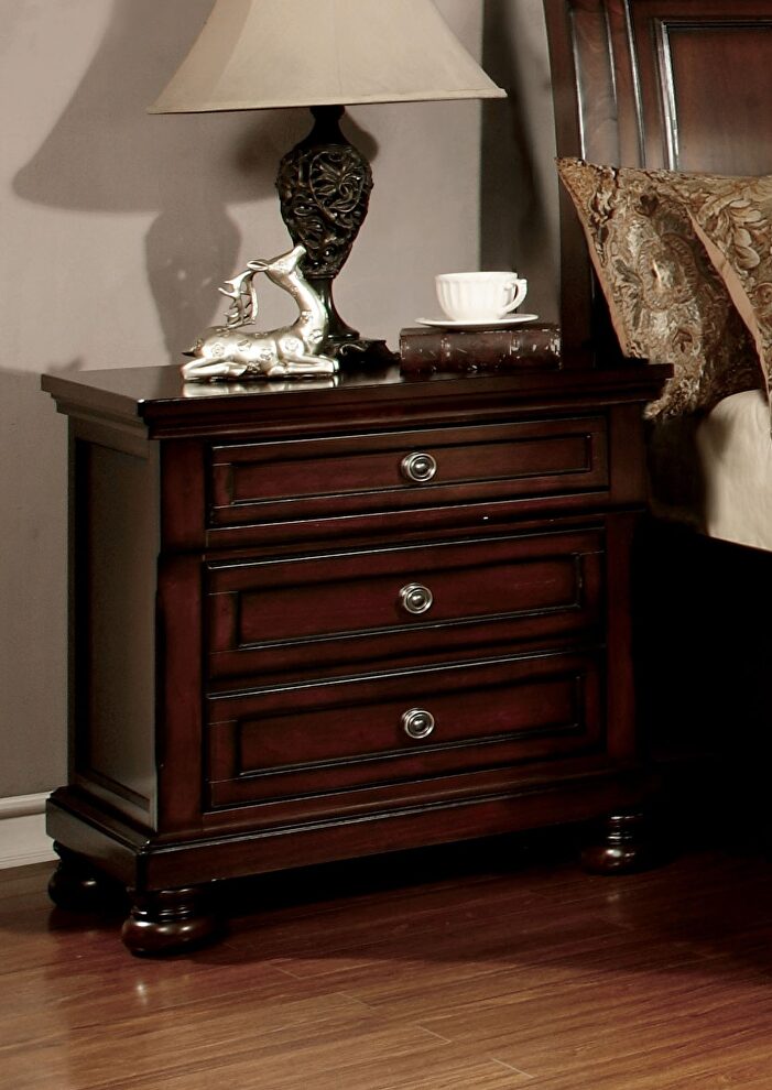 Dark cherry finish traditional style nightstand by Furniture of America
