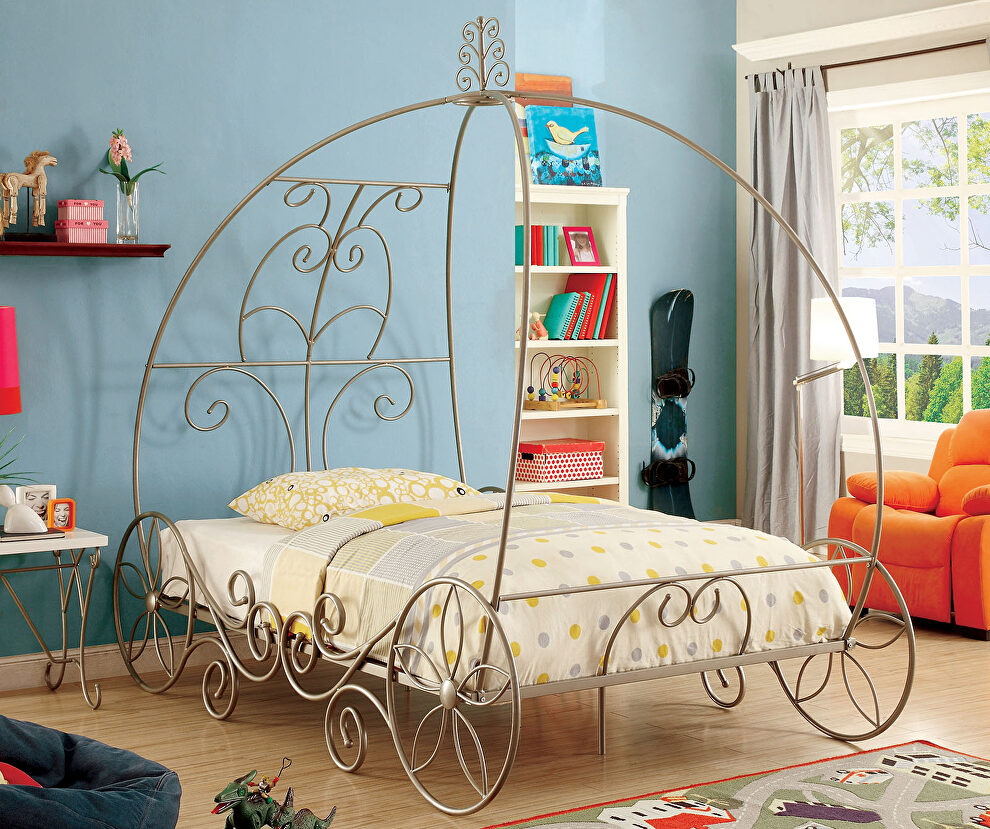 Champagne finish princess carriage design bed by Furniture of America