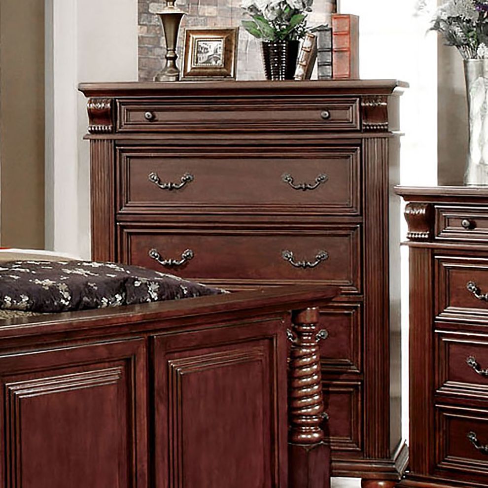 English style traditional dark cherry chest by Furniture of America