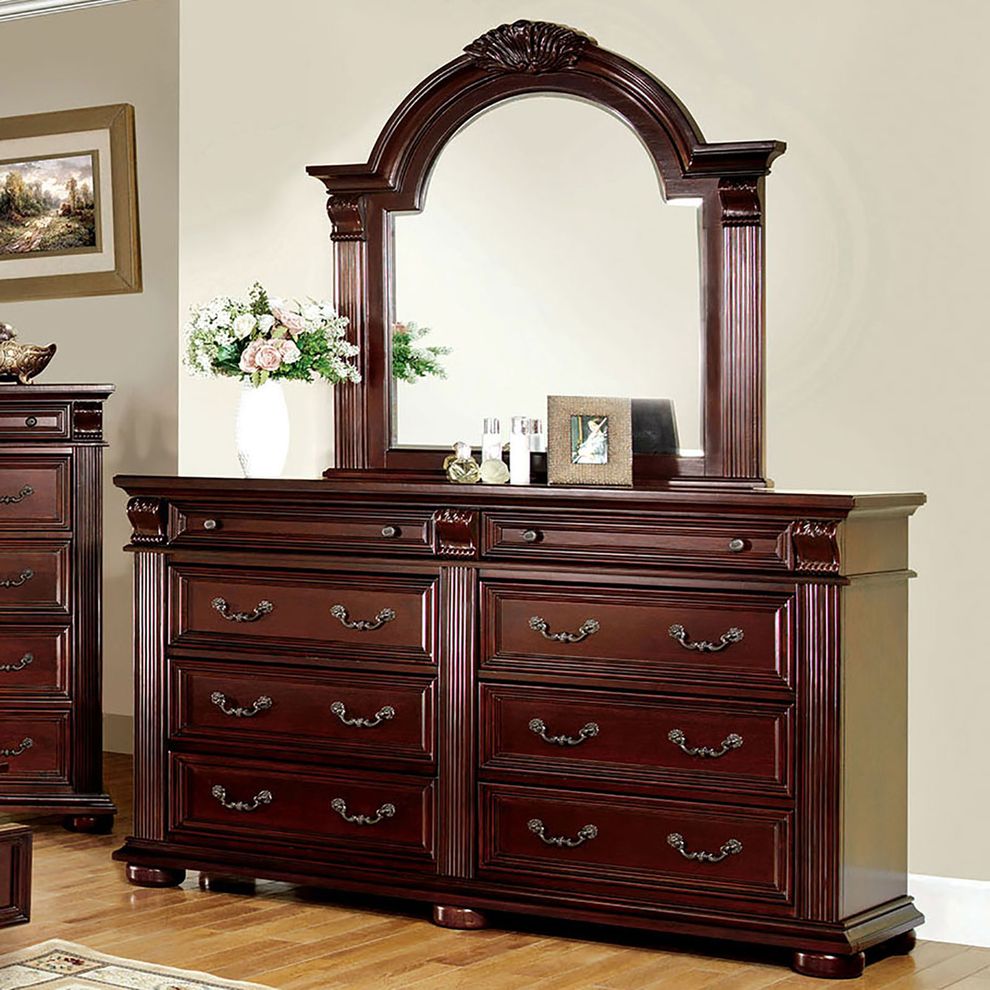 English style traditional dark cherry dresser by Furniture of America