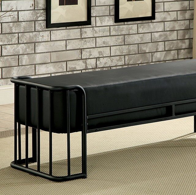 Black high gloss finish metal structure bench by Furniture of America