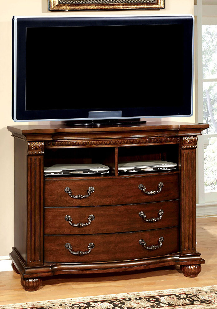 Traditional style cherry finish media chest by Furniture of America