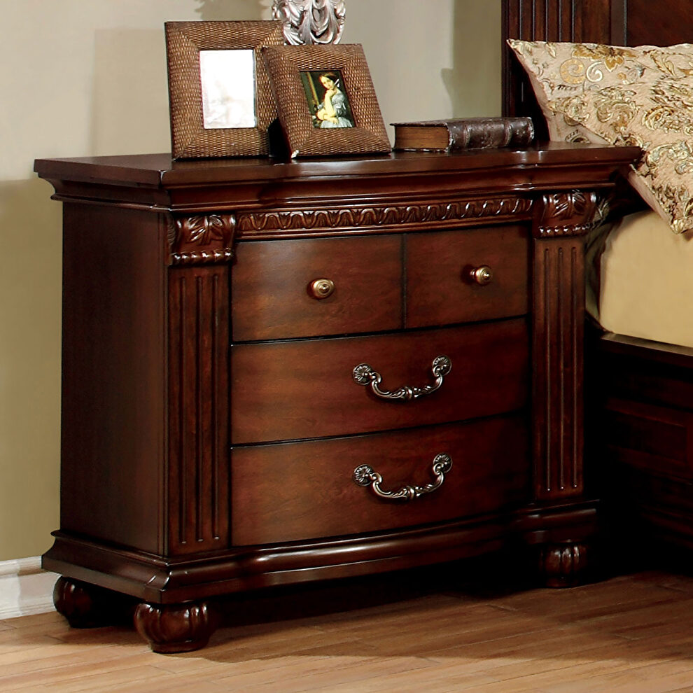 Traditional style cherry finish nightstand by Furniture of America