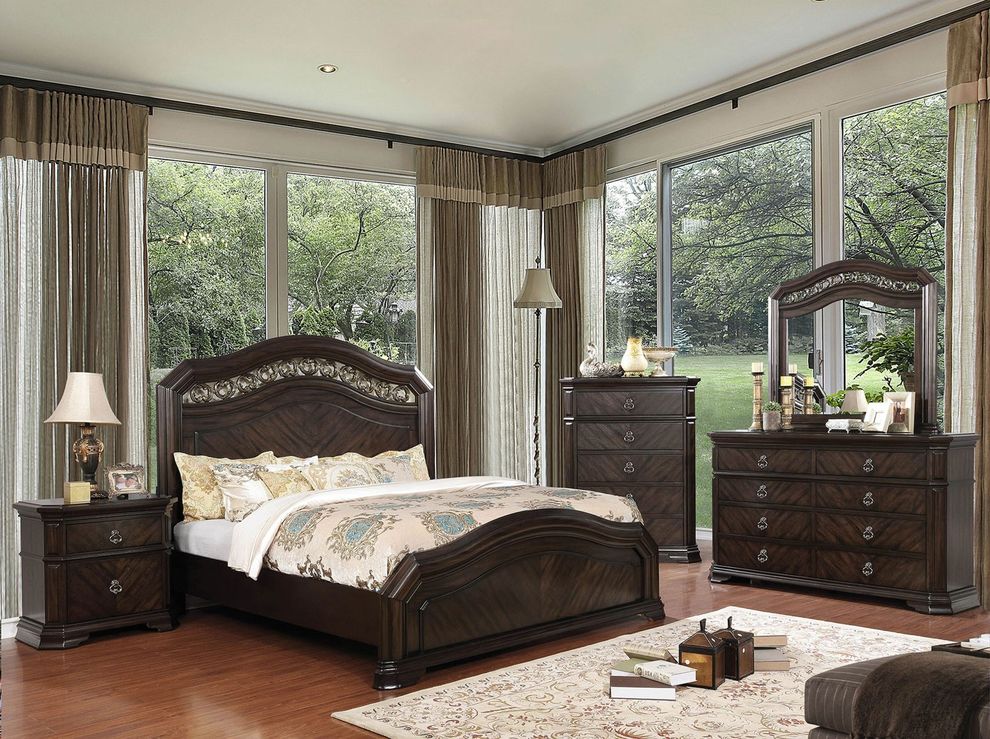 Espresso traditional style king bed by Furniture of America
