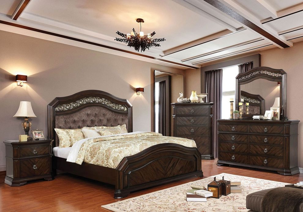 Espresso traditional style king size bed by Furniture of America