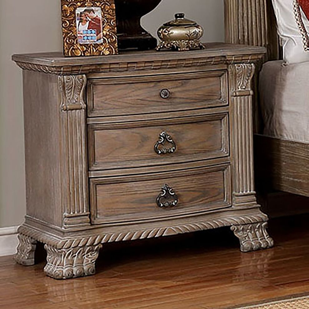 Antique natural rustic style traditional nightstand by Furniture of America