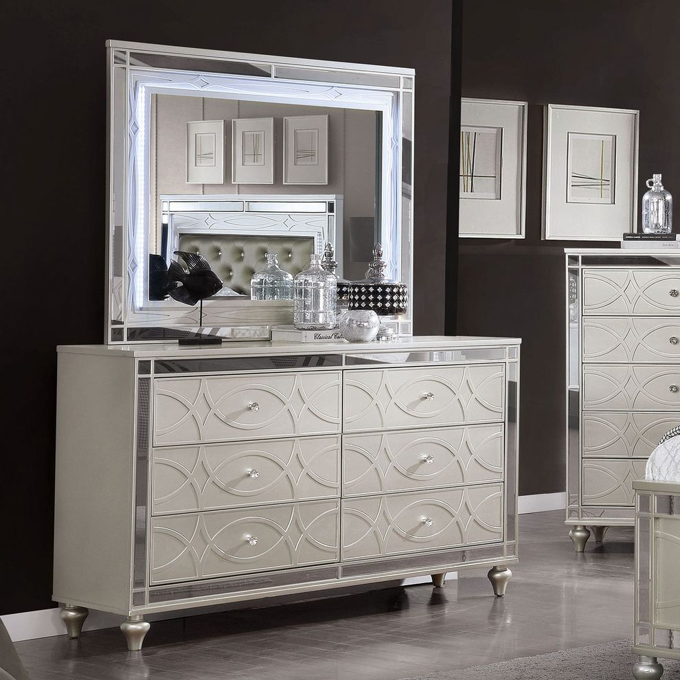 Mirrored accents contemporary dresser by Furniture of America