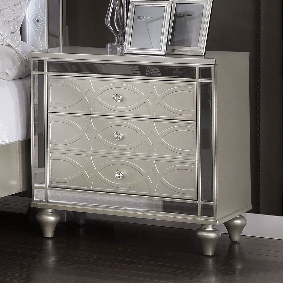 Mirrored accents contemporary nightstand by Furniture of America