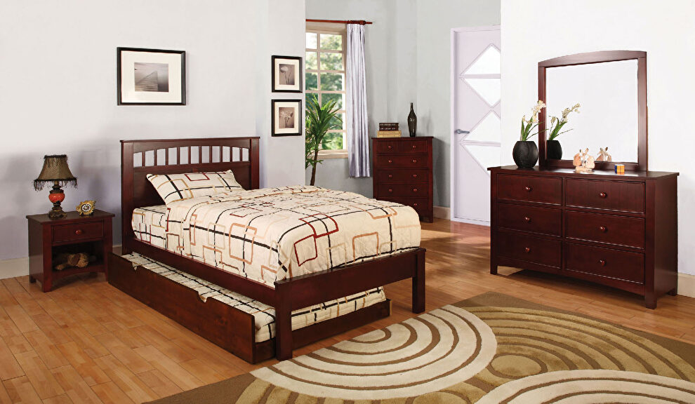 Cherry finish paneled headboard youth bed by Furniture of America