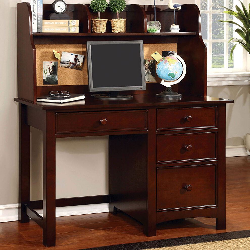 Cherry finish solid wood transitional desk by Furniture of America