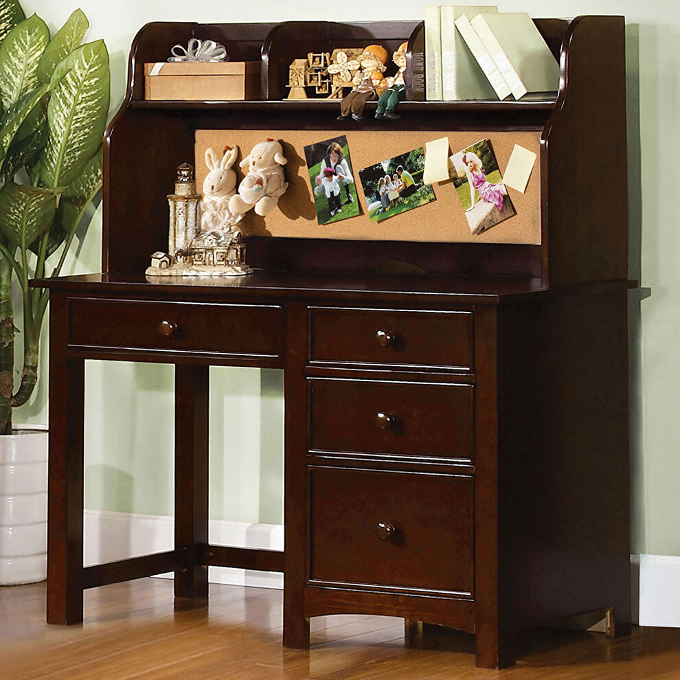 Dark walnut finish solid wood transitional desk by Furniture of America