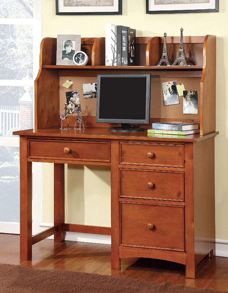 Oak finish solid wood transitional desk by Furniture of America