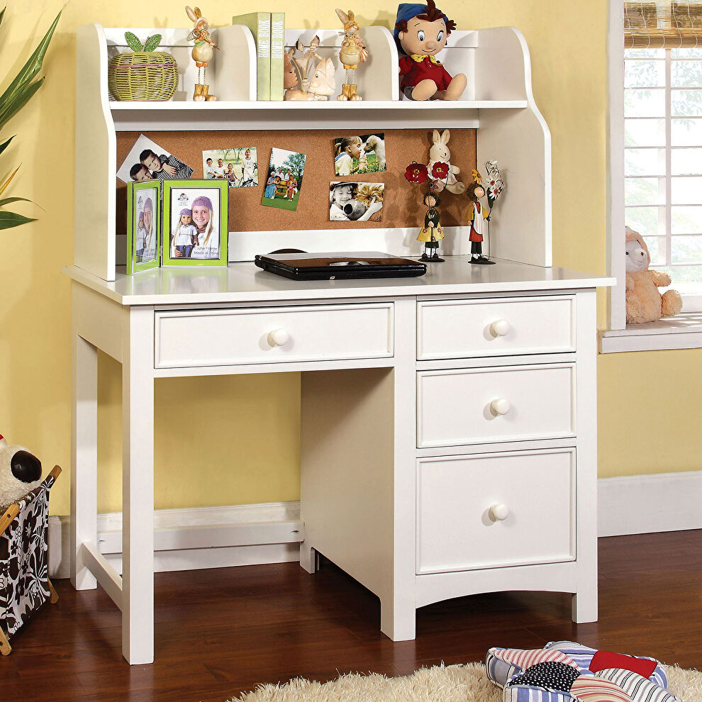 White finish solid wood transitional desk by Furniture of America
