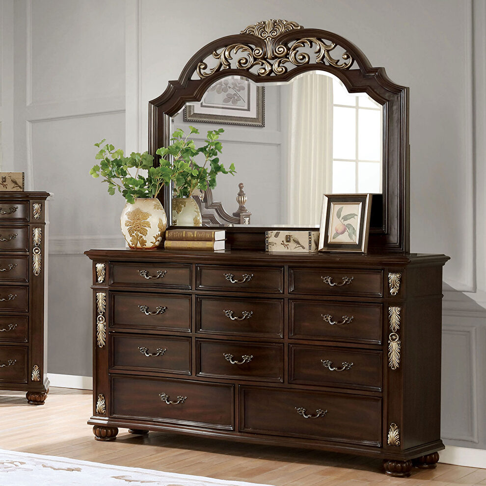 Brown cherry/ espresso finish dresser by Furniture of America