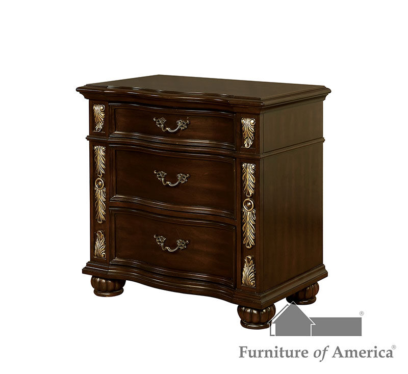 Brown cherry/ espresso finish nightstand by Furniture of America