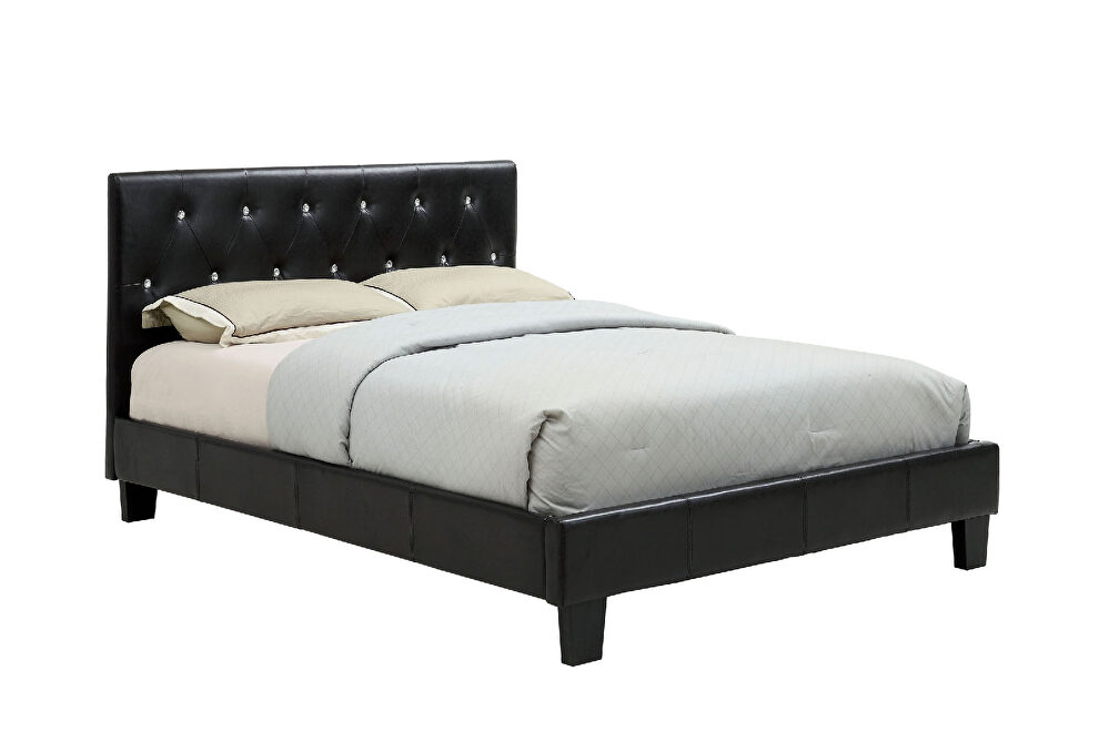 Black padded leatherette contemporary style king bed by Furniture of America
