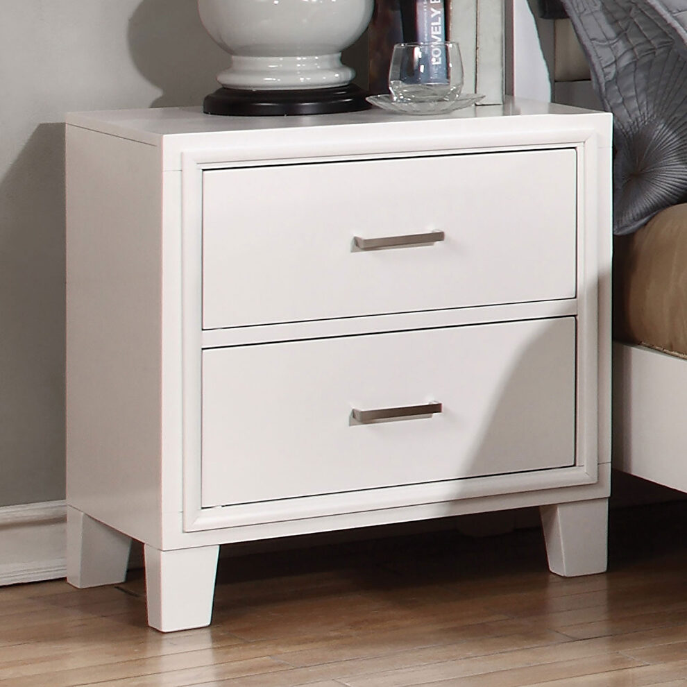 White finish solid wood transitional style nightstand by Furniture of America