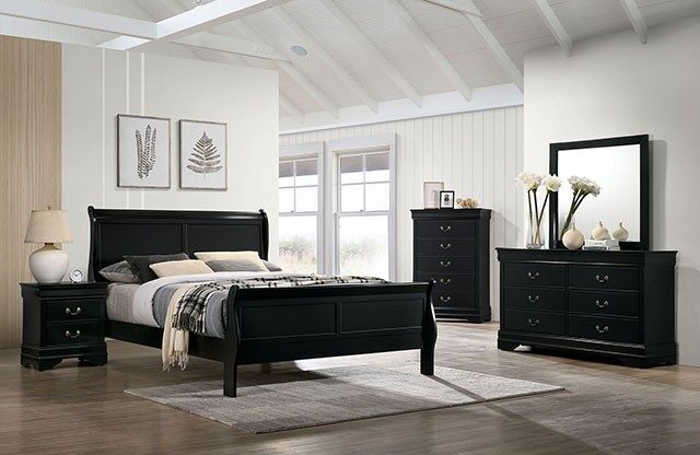 Black english dovetail construction transitional king bed by Furniture of America