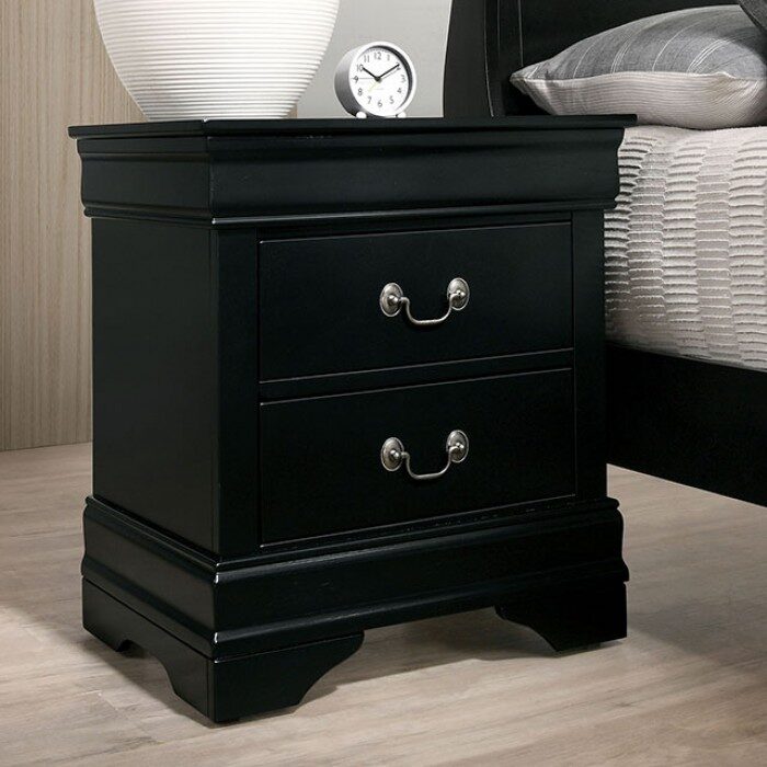 Black english dovetail construction transitional nightstand by Furniture of America