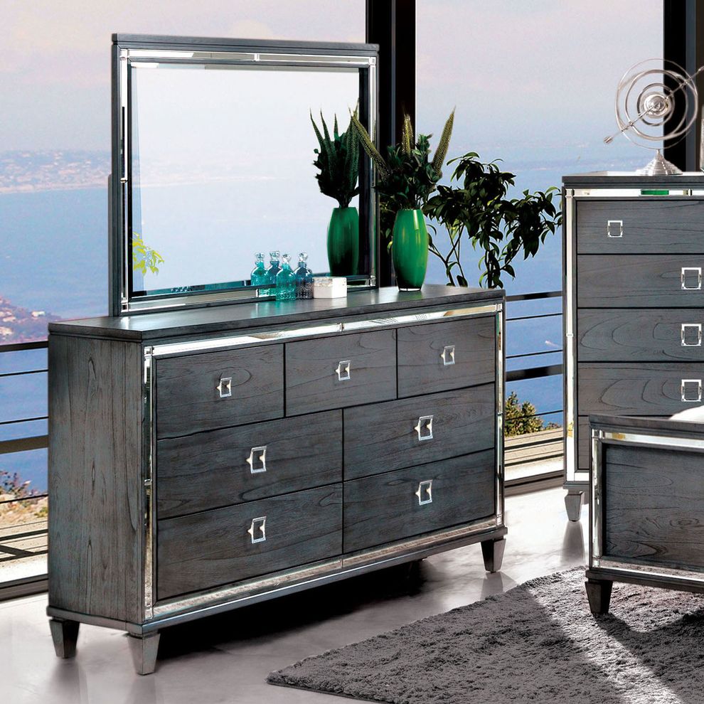 Gray contemporary style dresser by Furniture of America