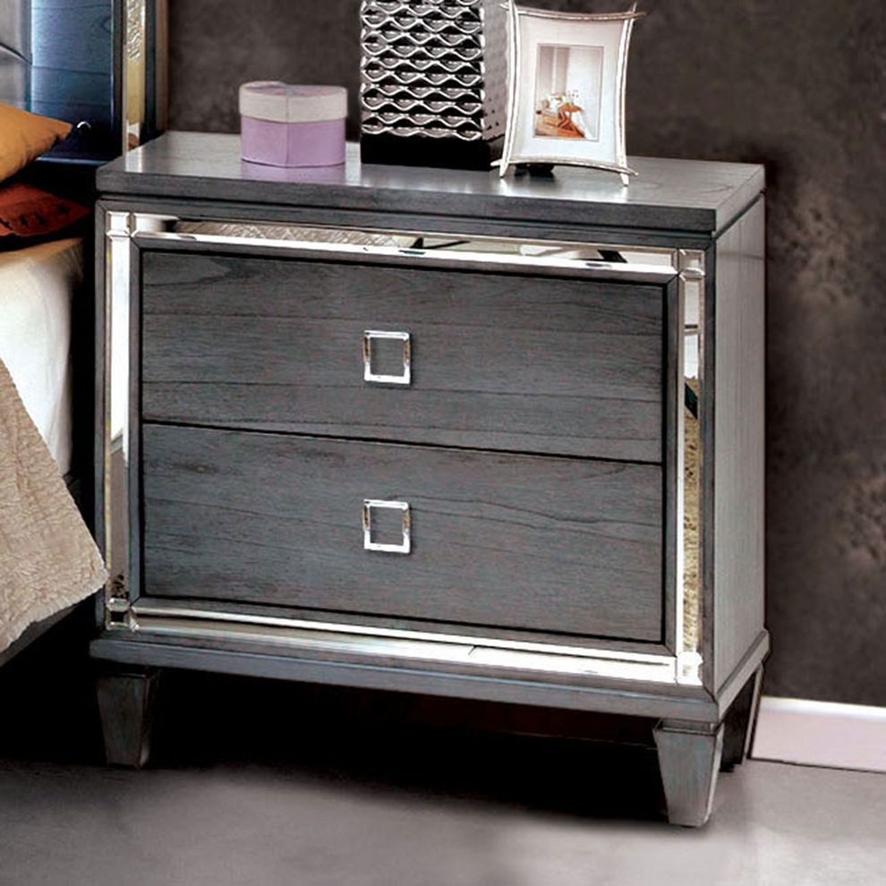 Gray contemporary style nightstand by Furniture of America