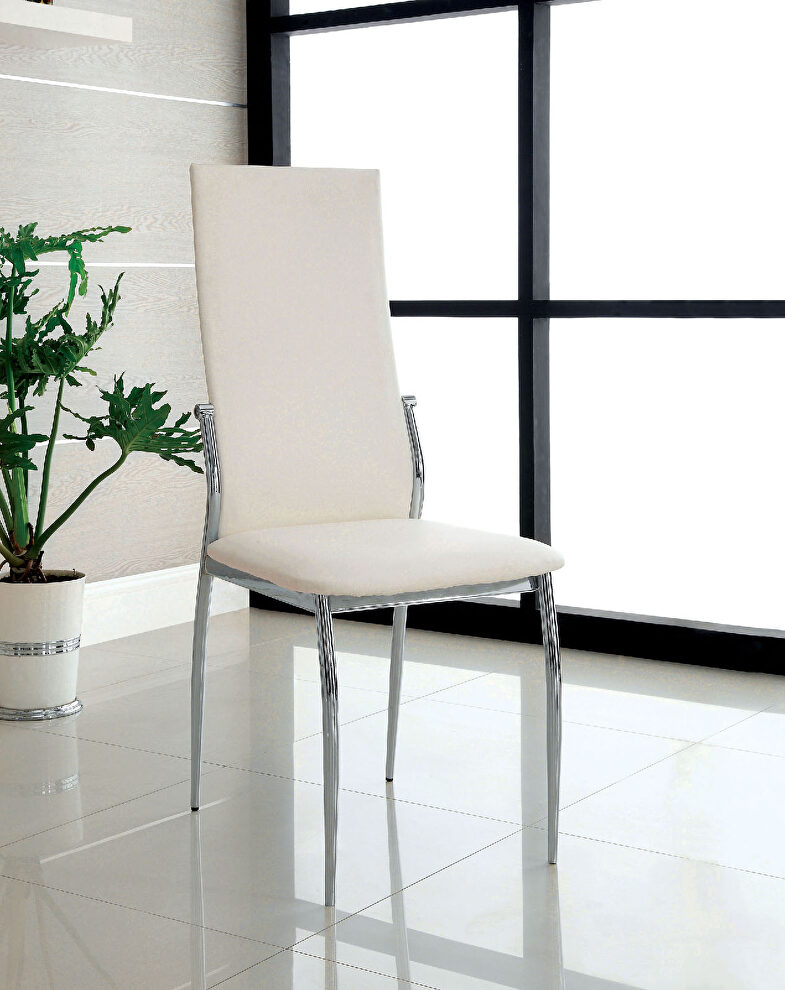 White padded leatherette contemporary side chair by Furniture of America